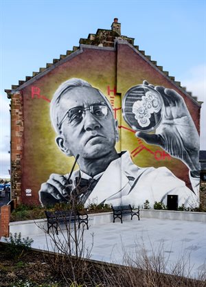 Mural of Alexander Fleming the founder of penicillin