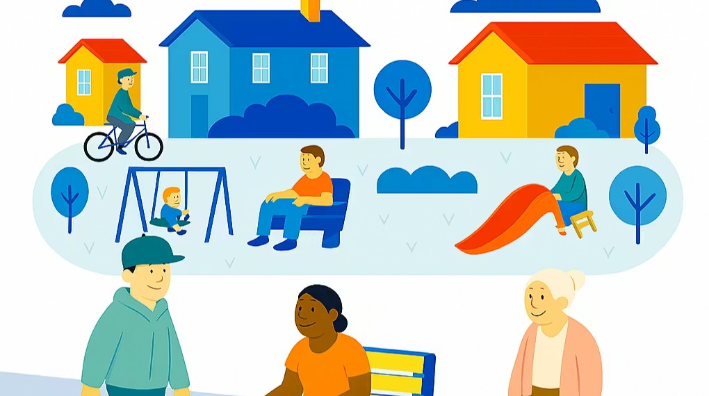 People in the community living happily together