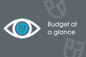 Budget at a glance icon showing an eye with the East Ayrshire logo