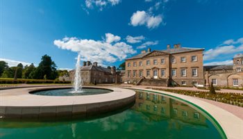 Dumfries House with the garden water fountain