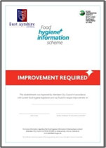 Food Hygiene Information Scheme Improvement Required Certificate example