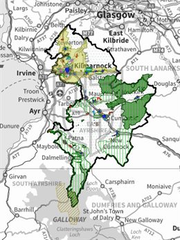 Small map of the East Ayrshire boundary