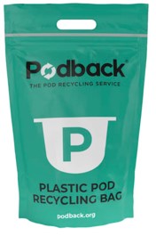 Podback green drop off recycling bag for plastic coffee pods