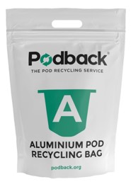 Podback white drop off recycling bag for aluminium coffee pods