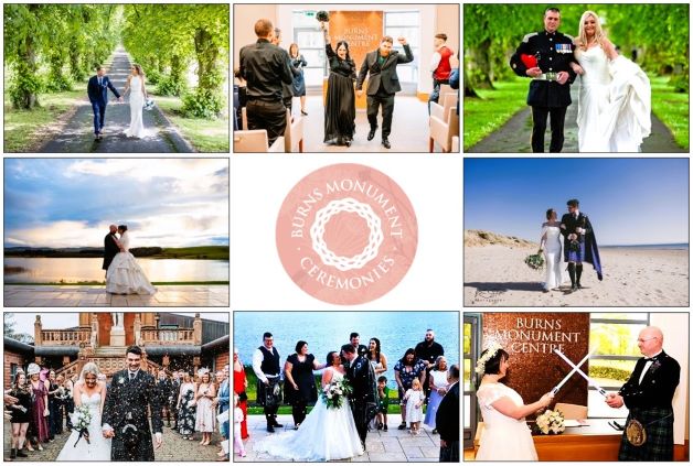 A montage display of people getting married