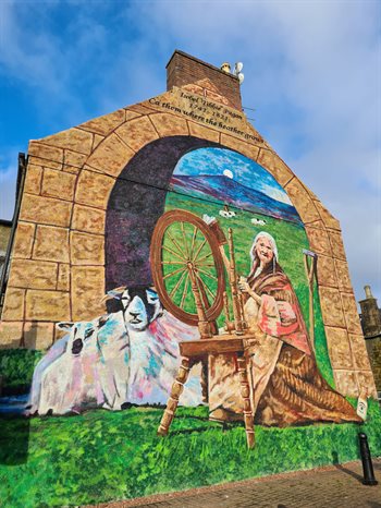 Mural of the poetess Tibbie Pagan in the village of Muirkirk